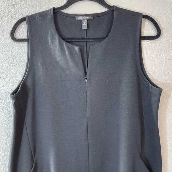 Eileen Fisher Organic Cotton Midi Sheath Dress Medium Minimal Capsule Wardrobe - Picture 1 of 13